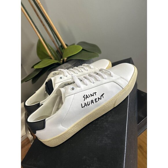 Saint Laurent Court Classic Sl/06 Embroidered Sneakers White Womens 36 6 - Picture 9 of 14